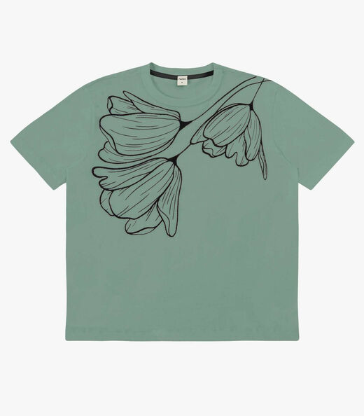 Image_Camiseta Feminina Meia Malha Com Estampa Rovitex Verde