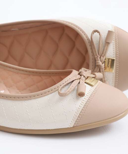 Sapatilha Feminina Bicolor Verniz Moleca Bege