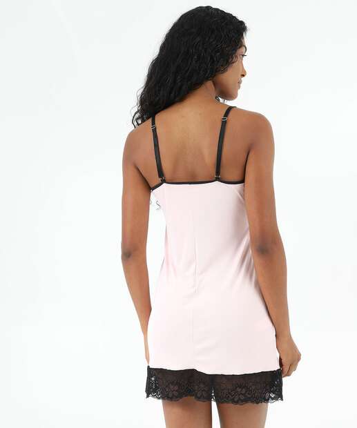 Camisola Recorte Renda Alças Finas Marisa Rosa