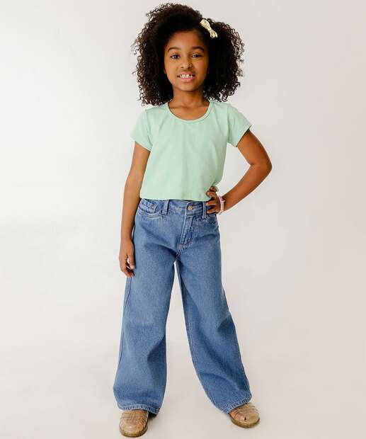 Image_Calça Jeans Wide Leg Infantil Marisa Tam 4 a 10