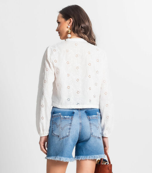 Camisa Feminina Manga Longa Em Laise Endless Bege