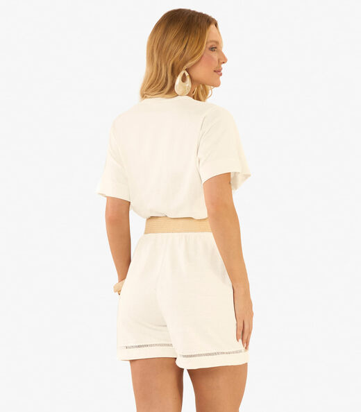 Blusa Feminina Meia Malha Linho Rovitex Bege