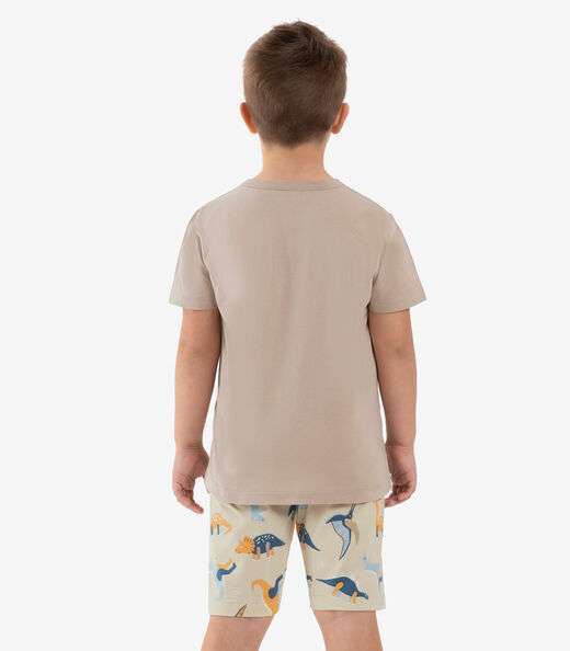Pijama Infantil Masculino Meia Malha Rovi Kids Marrom