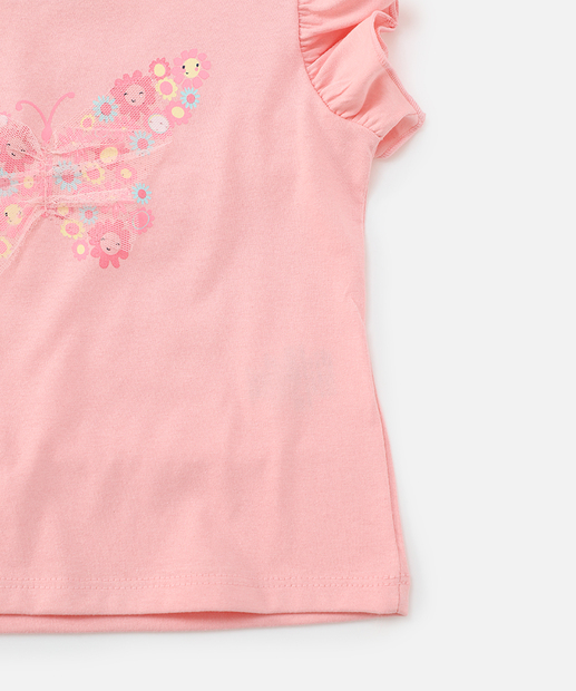 Blusa Infantil Estampa Borboletas Marisa Tam 1 a 3 Rosa