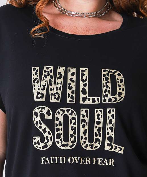 Blusa Plus Size Feminina Estampa Frontal Marisa Off White