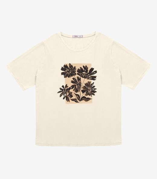 Camiseta Feminina Manga Curta Secret Glam Bege