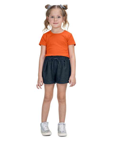 Blusa Cropped Infantil Ribana Canelada Trick Nick Laranja