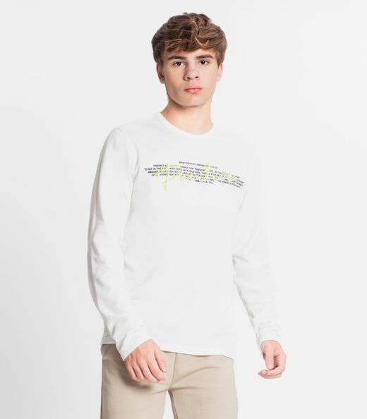 Camiseta Manga Longa Juvenil Em Meia Malha Minty Bege