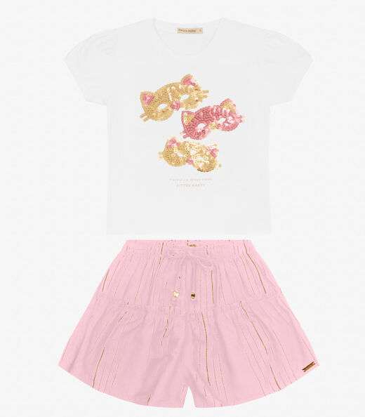 Conjunto Feminino Blusa com Shorts Trick Nick Rosa