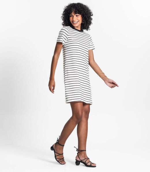 Vestido Feminino Listrado Rovitex Bege