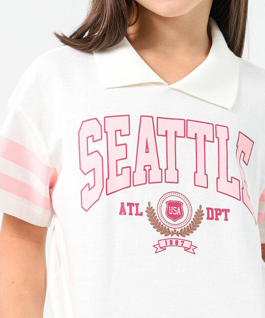 Blusa Infantil Feminina Gola Polo Marisa Tam 4 a 10