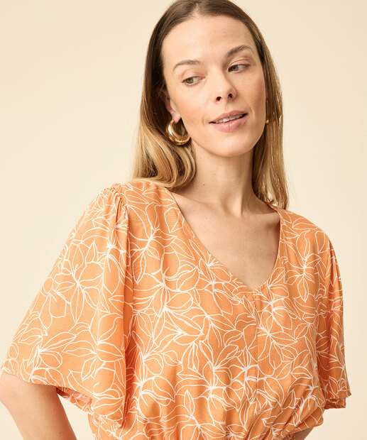 Vestido Feminino Flores Manga Curta Marisa