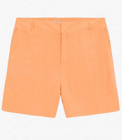 Shorts Feminino Plus Size em Linho Secret Glam Laranja