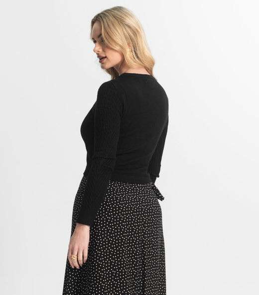 Blusa Feminina Manga Longa Em Tricot Epifani Preto