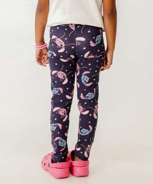 Calça Infantil Legging Stitch E Angel Disney Tam 4 a 10