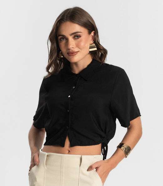 Camisa Feminina Gola Dupla Endless Preto