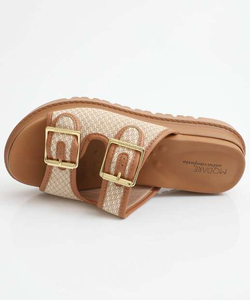 Tamanco Feminino Flatform Tiras Modare Caramelo