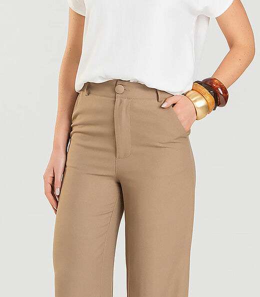 Calça Wide Leg Feminina Dianna Marrom