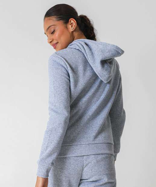 Casaco Feminino Fitness Moletom Mescla Marisa Cinza