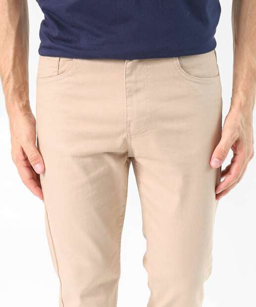 Calça Masculina Sarja Slim Bege