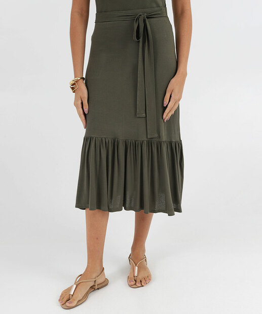 Saia Midi Feminina Verde Marisa