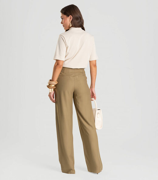 Calça Wide Leg Feminina Dianna Verde