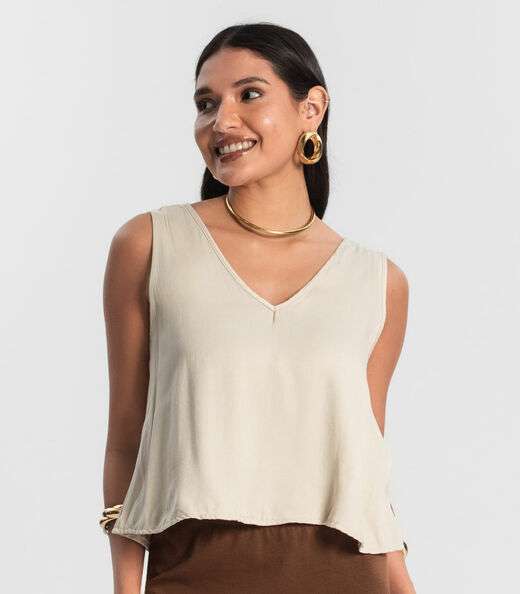 Regata Feminina de Viscose Rovitex Bege