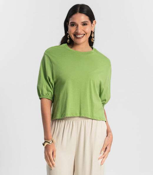 Image_Blusa Feminina Manga Camponesa Rovitex Verde