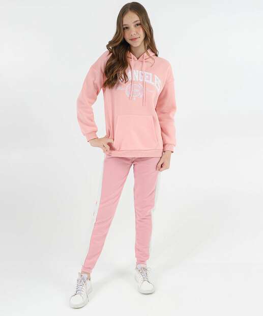 Blusão Juvenil Moletom Oversized Marisa Tam 10 a 16 Rosa