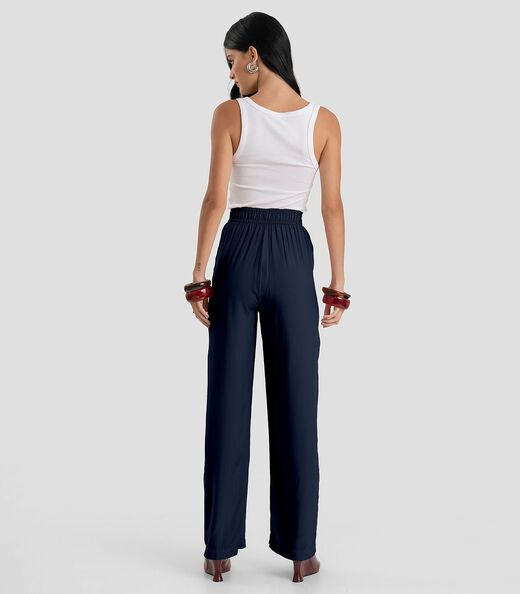 Calça Feminina Pantalona em Tecido Dianna Azul