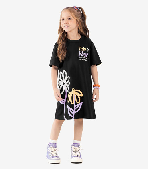 Vestido Infantil Meia Malha Rovi Kids Preto