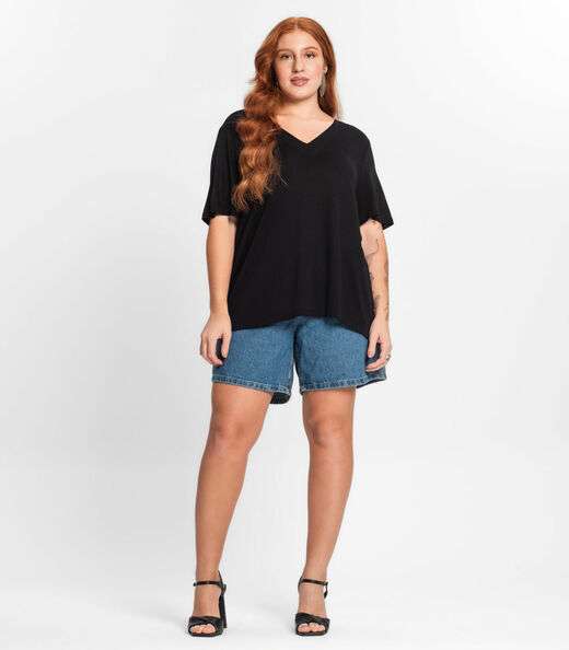 Blusa Feminina Plus Size Secret Glam Preto