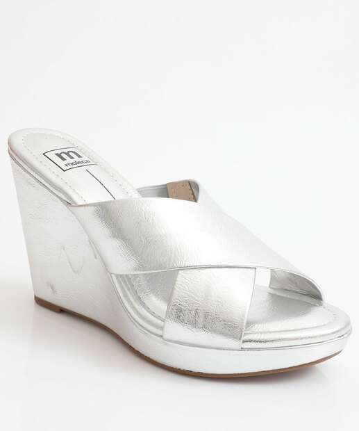 Image_Tamanco Feminino Salto Plataforma Metalizado Moleca Prateado