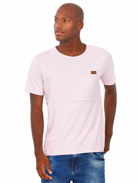 Camiseta Corte a Fio Rosa Médio Polo Wear