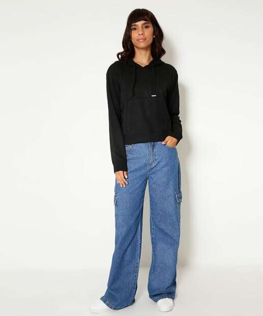 Suéter Feminino Bolso Capuz Marisa