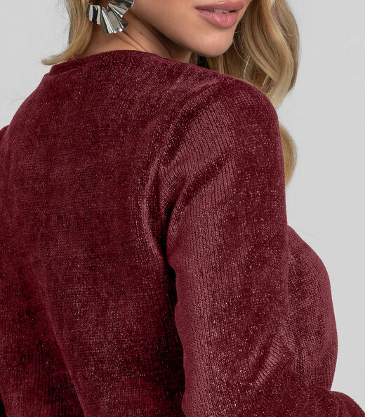 Blusa Feminina Manga Longa Tricot Shine Dianna Vermelho