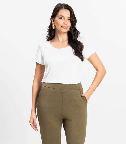 Blusa Feminina Viscotorcion Básica Rovitex Branco