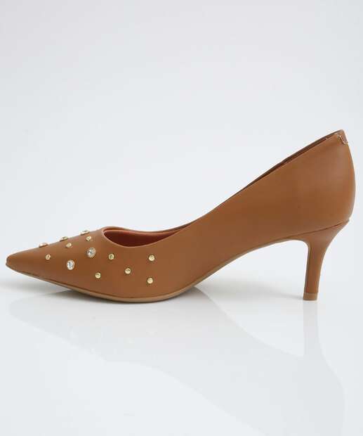 Scarpin Feminino Strass Bico Fino Salto Fino Vizzano