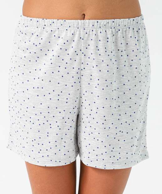 Baby Doll Recorte Renda Poá Marisa Cinza