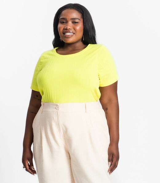 Blusa Malha Delicate Plus Infinita Cor Amarelo