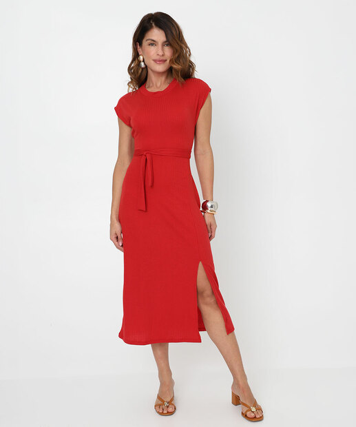 Image_Vestido Midi Feminino Fenda Amarração Marisa Vermelho