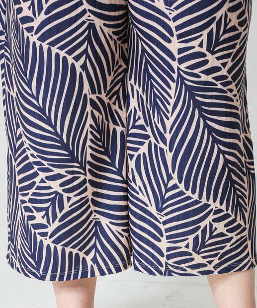 Calça Plus Size Feminina Pantacourt Folhas Marisa Azul