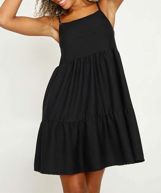 Vestido Feminino Textura Alças Finas Marisa