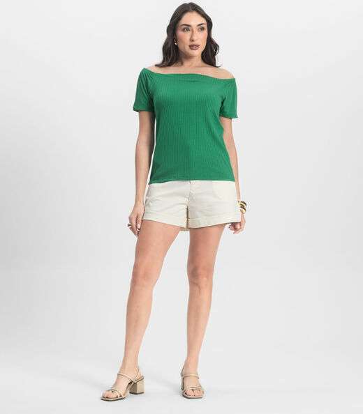 Blusa Feminina Canelada Infinita Cor Verde