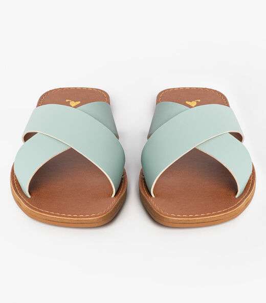 Sandália Rasteirinha Com Tiras Largas Select Azul