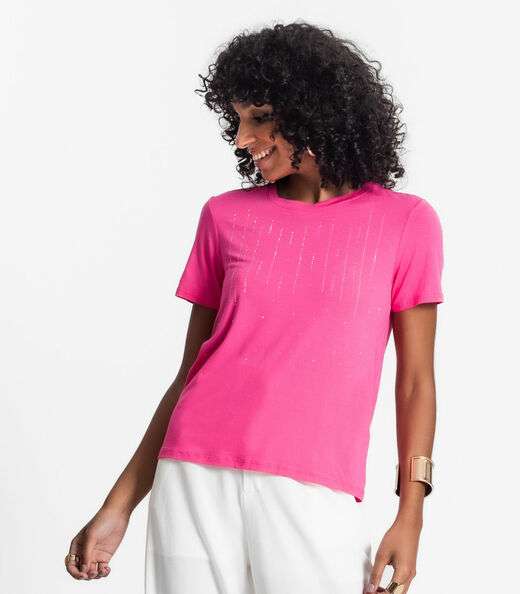 Blusa Feminina Manga Curta Select Rosa