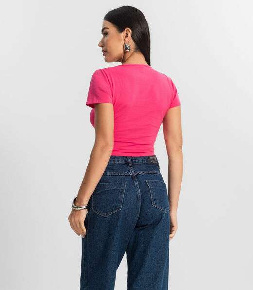 Blusa Cropped Feminina Rovitex Rosa