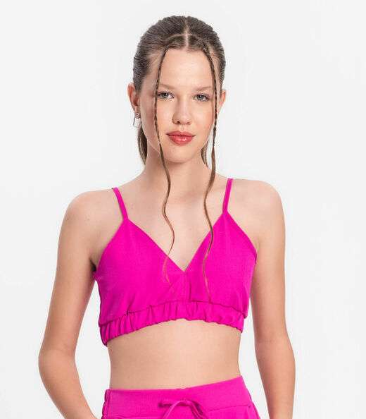 Top Juvenil Feminino Em Crepe Minty Rosa