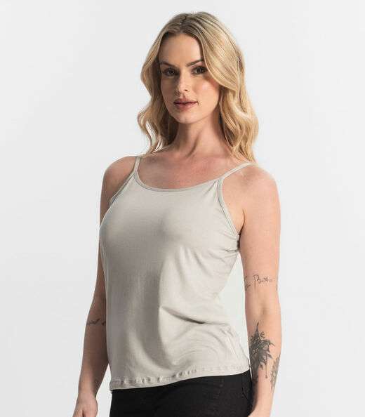 Blusa Feminina de Alças Básica Rovitex Cinza