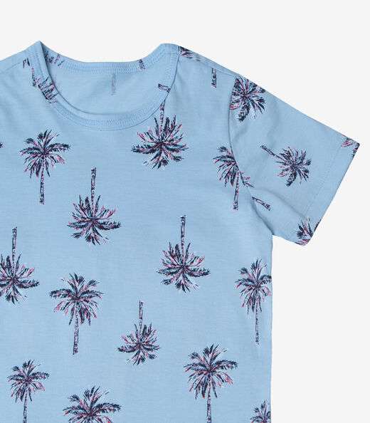 Camiseta Infantil Masculina Coqueiros Infinita Cor Azul